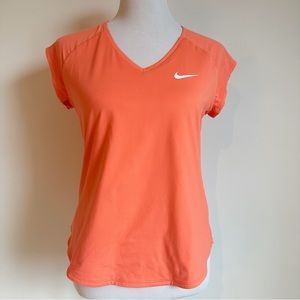 Nike Women’s Orange Dri Fit Activewear Tennis Golf Cap Sleeve Tee, size Medium